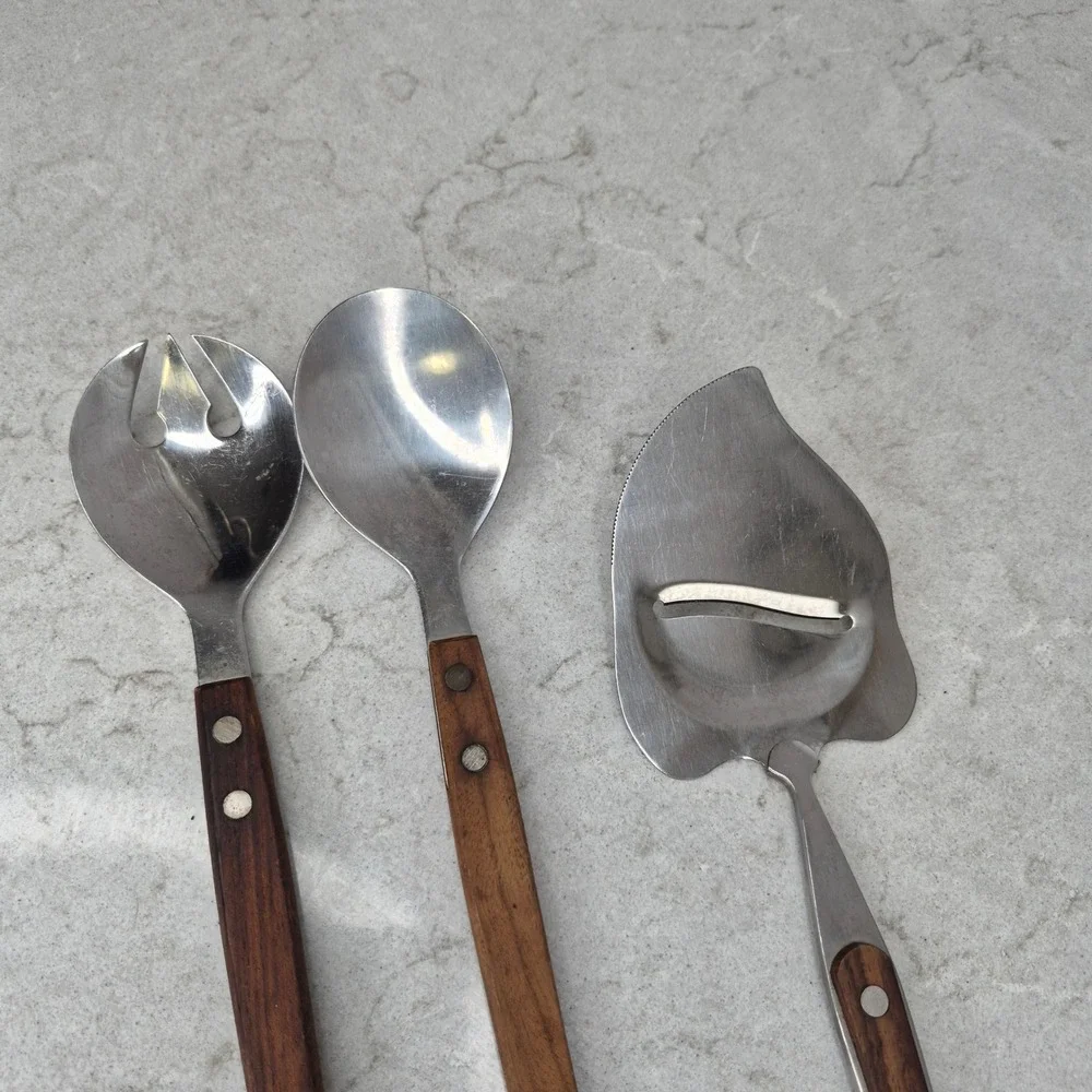 Unbranded Serving Set MCM Wood Handle Brown Japan